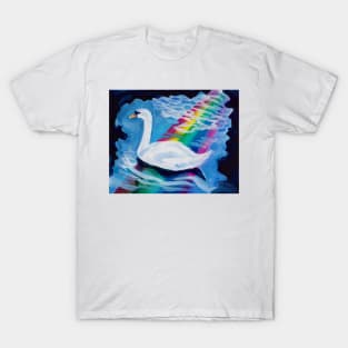 Rainbow Swan In The Dark T-Shirt